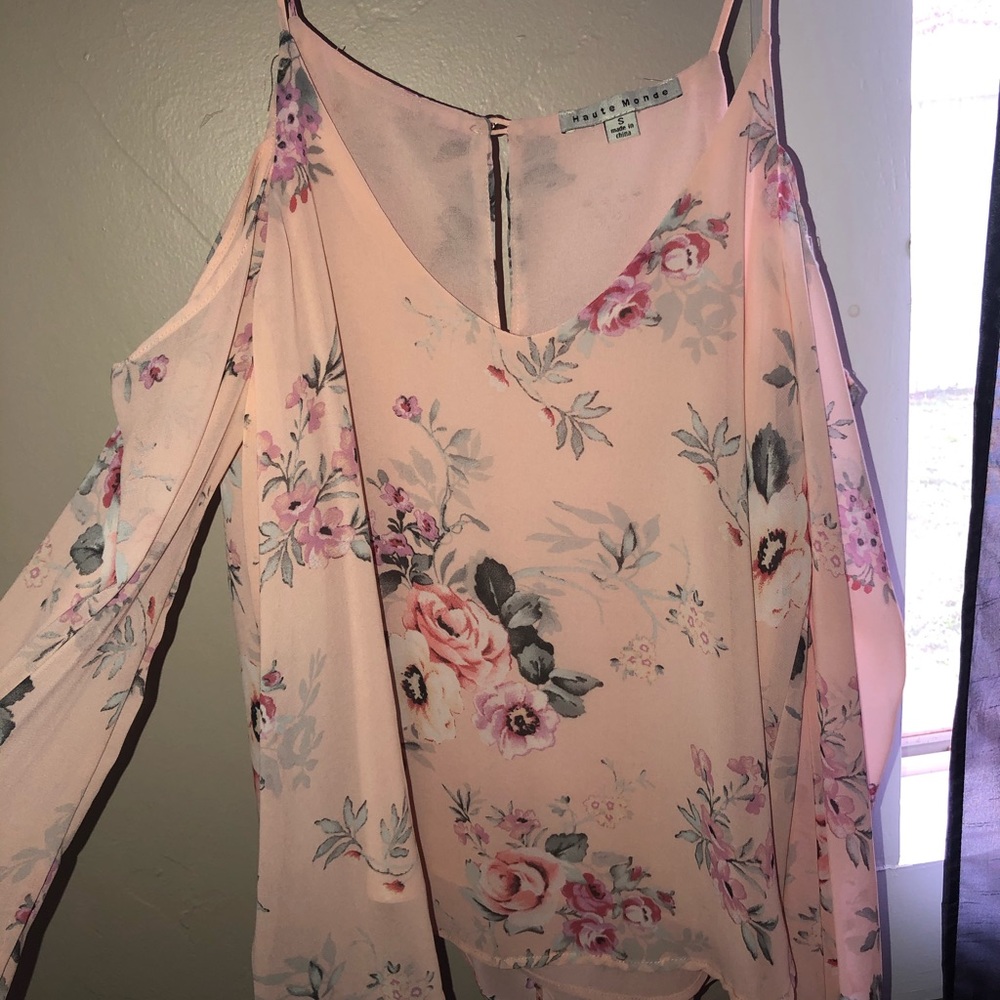 -Pink Floral Blouse